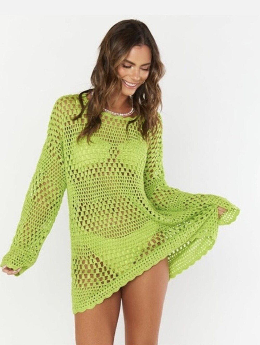NWT Show Me Your Mumu Paula Pullover Citrine Crochet Swimsuit Coverup Size XS